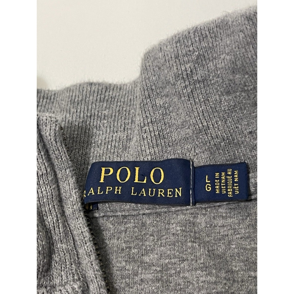 Polo Ralph Lauren‎ Sweater Mens Large Gray Cotton Knit Preppy 1/4 Zip Blue Pony - Picture 2 of 7